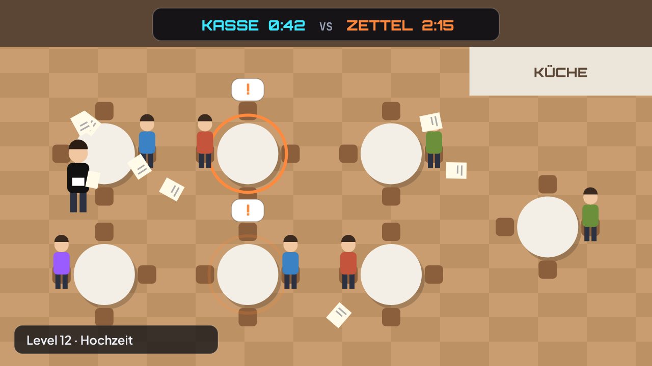 Screenshot aus Kasse oder Zettel: Level 12: Hochzeit