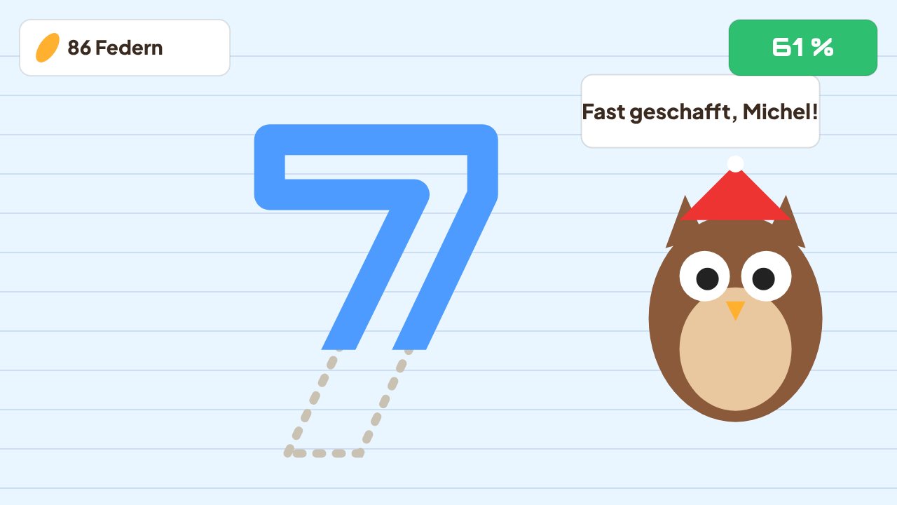 Screenshot aus Kritzelheld: Michel übt die 7